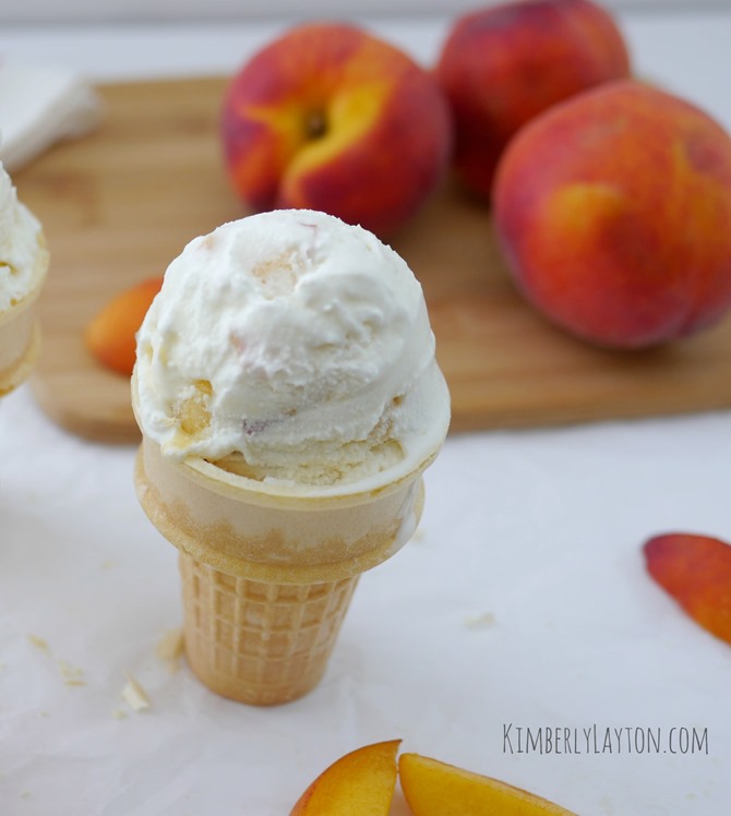 Homemade Peach Ice Cream - KimberlyLayton.com